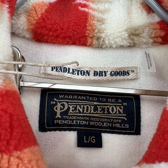 Pendleton Women's Pike Fleece Jacket L Snap Front Orange Mango Los Lunas Tribal - Picture 5 of 13